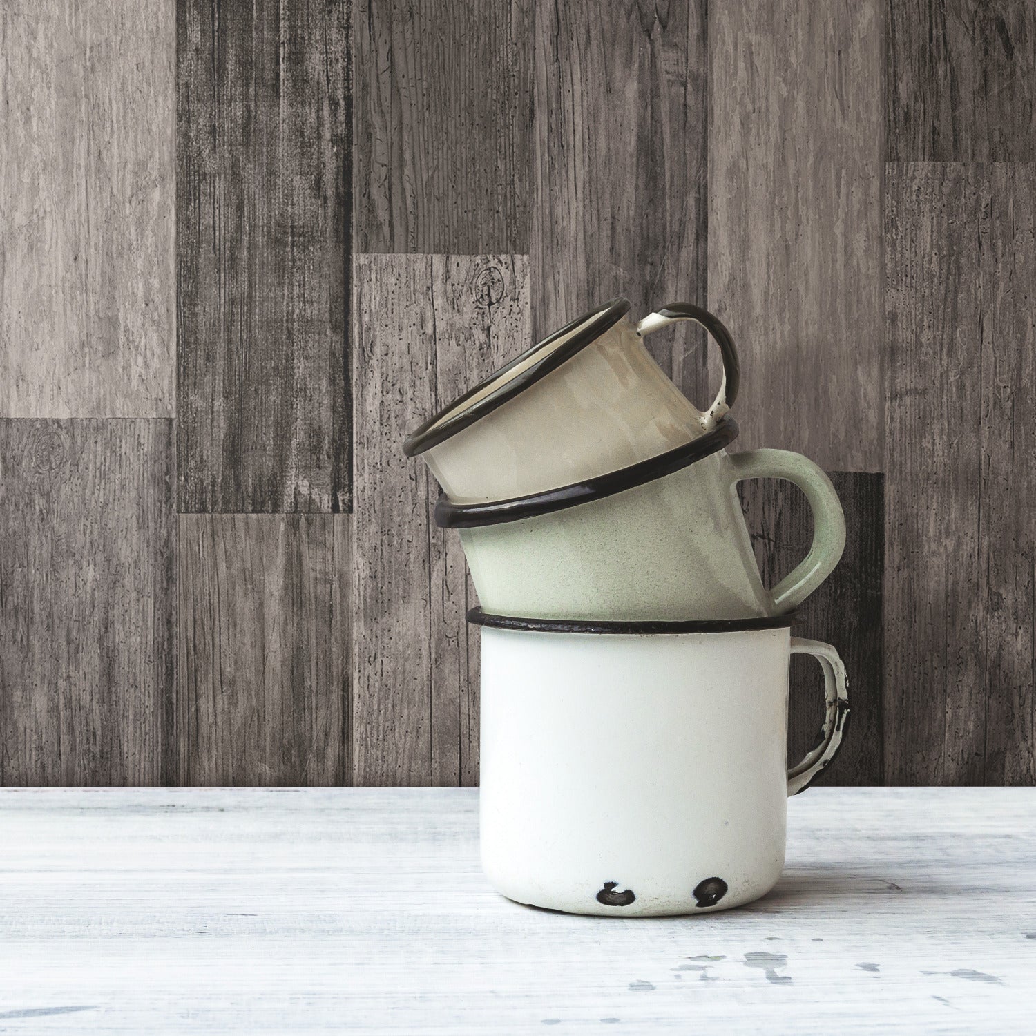 Weathered Wood Plank Black P&S Wallpaper in a room setting