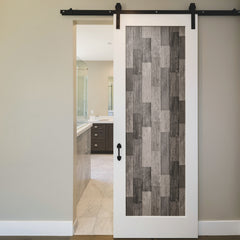 Weathered Wood Plank Black P&S Wallpaper in a room setting