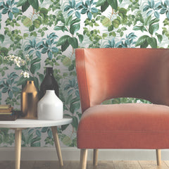 Rainforest Leaves Peel and Stick Wallpaper in a room setting