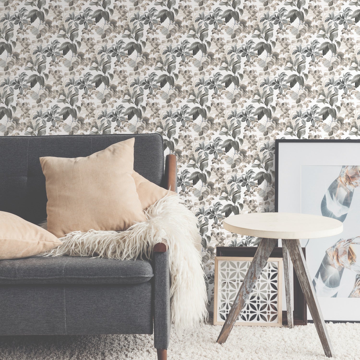 Rainforest Leaves Peel and Stick Wallpaper in a room setting