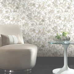 Watercolor Floral Peel and Stick Wallpaper in a room setting