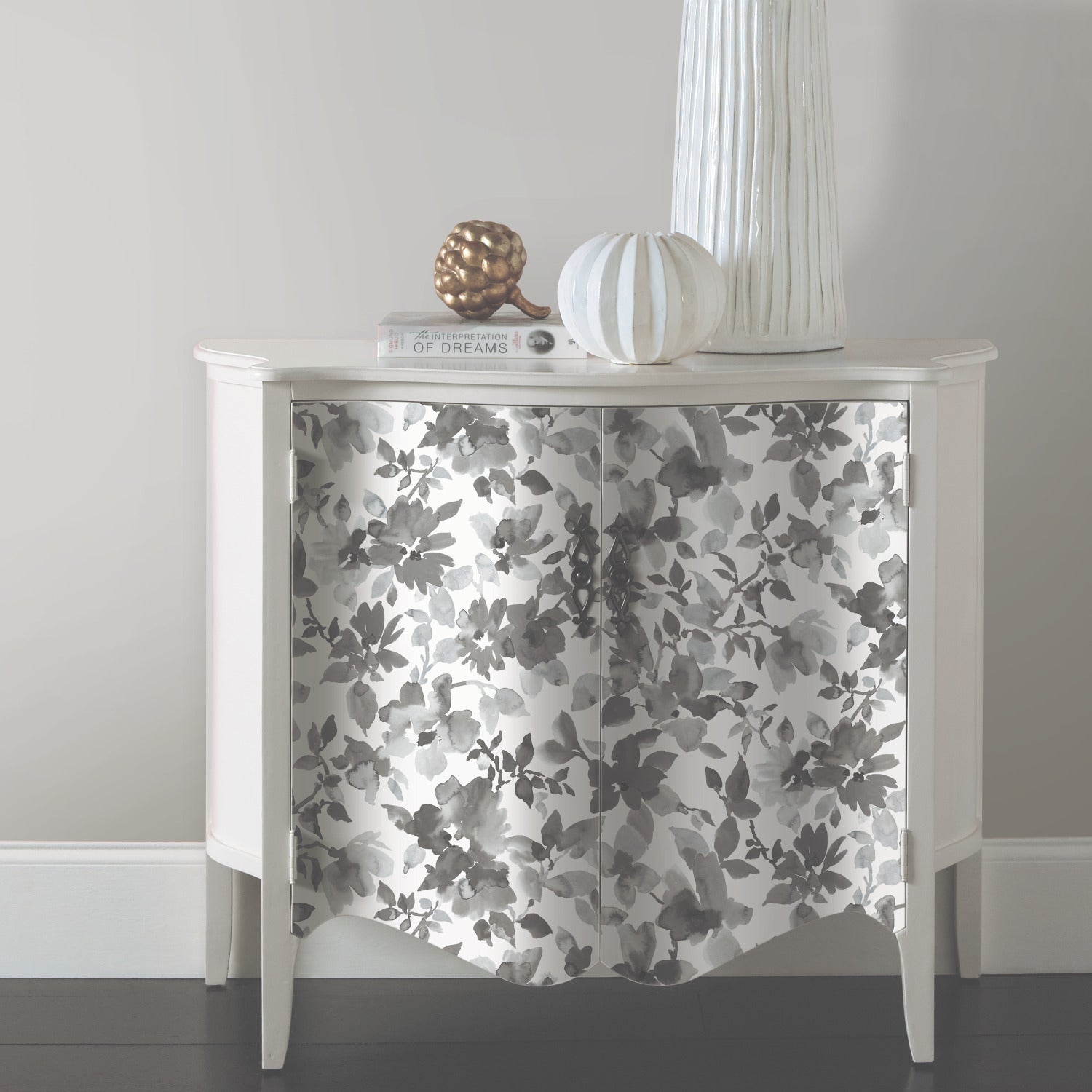 Watercolor Floral Peel and Stick Wallpaper in a room setting