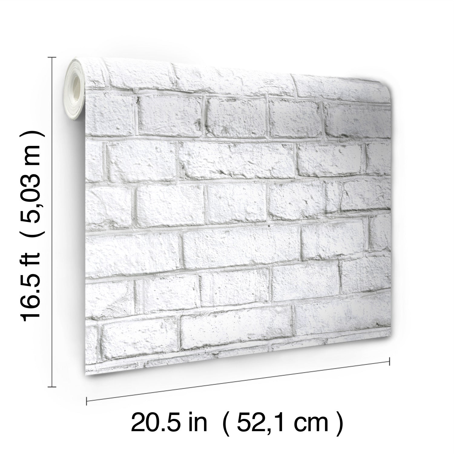White Brick Peel and Stick Wallpaper - dimensions