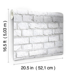White Brick Peel and Stick Wallpaper - dimensions