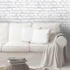 White Brick Peel and Stick Wallpaper in a room setting