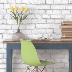 White Brick Peel and Stick Wallpaper in a room setting