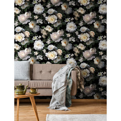 Photographic Floral Peel and Stick Mural in a room setting