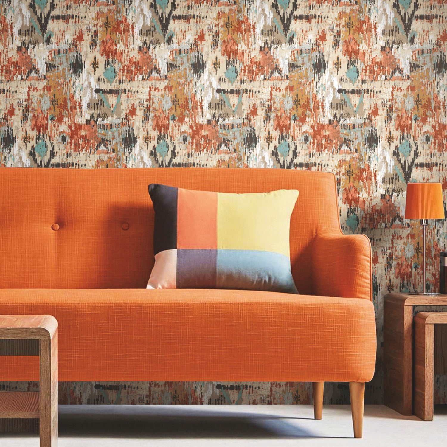 Aztec Peel and Stick Wallpaper in a room setting