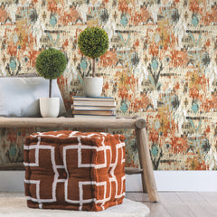 Aztec Peel and Stick Wallpaper in a room setting