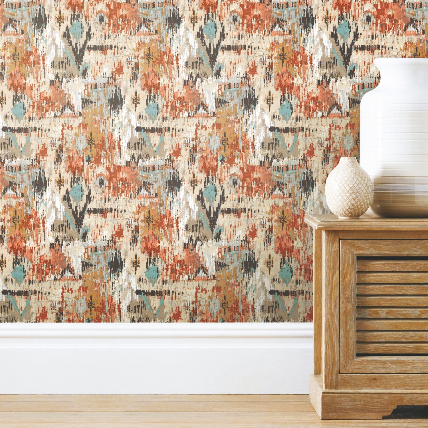 Aztec Peel and Stick Wallpaper in a room setting