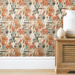 Aztec Peel and Stick Wallpaper in a room setting