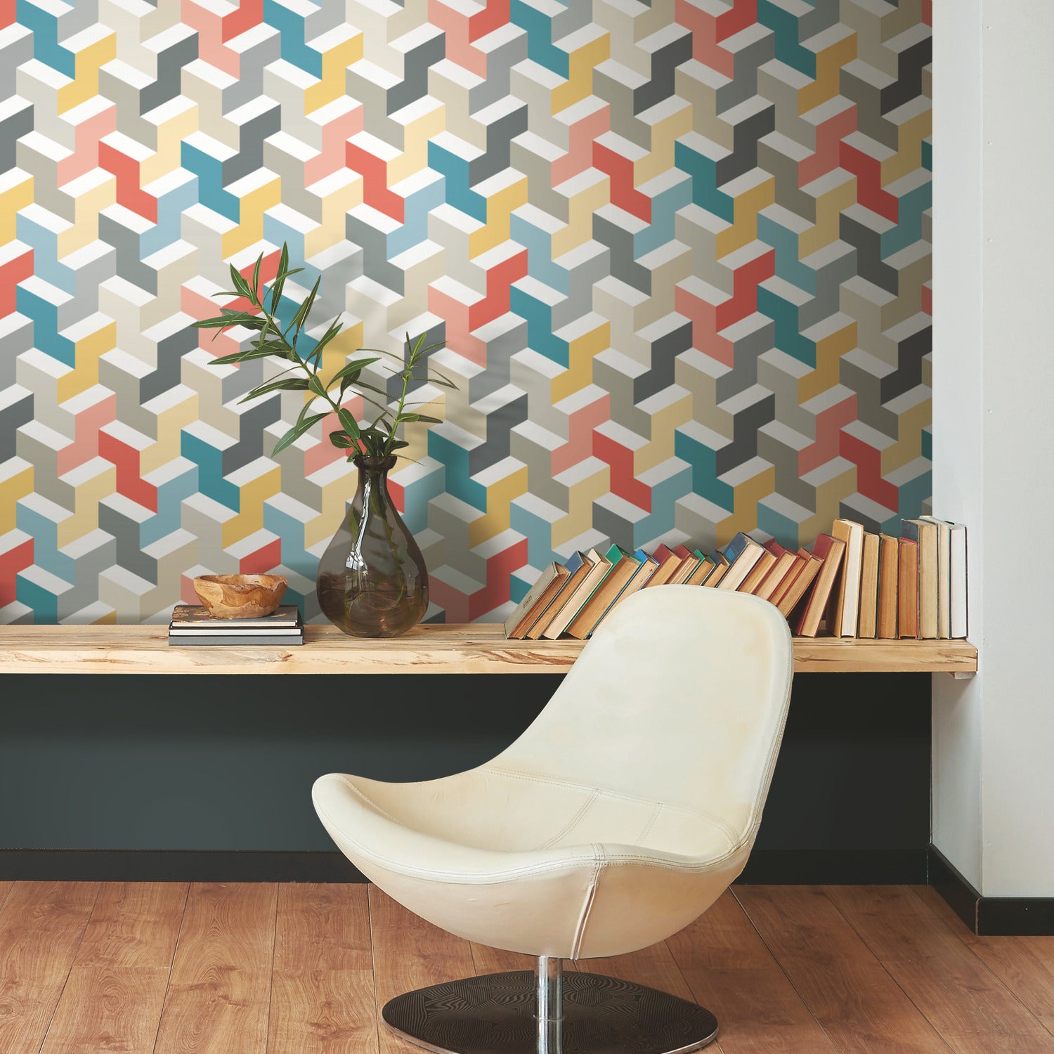 3D Steps Peel and Stick Wallpaper in a room setting