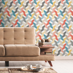 3D Steps Peel and Stick Wallpaper in a room setting