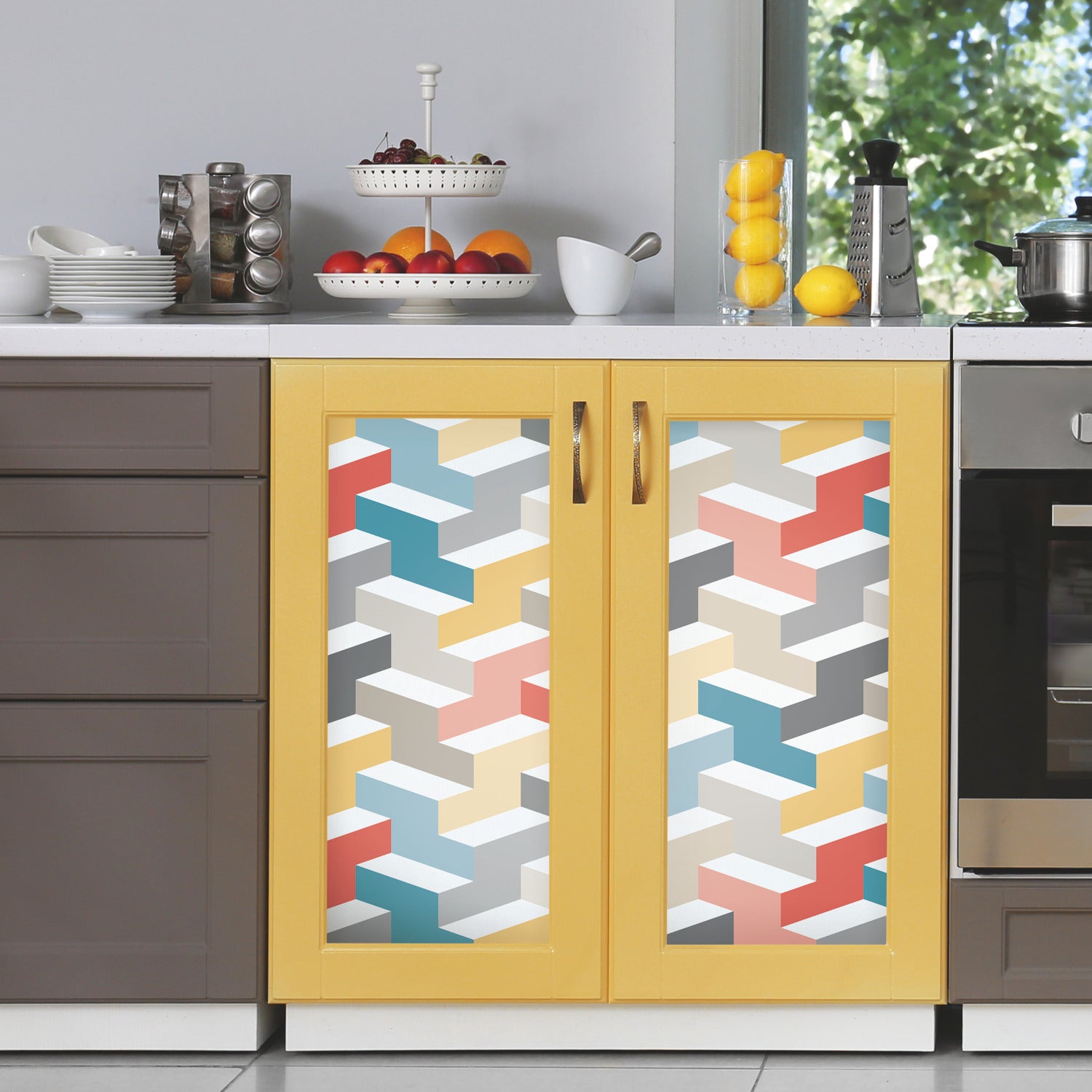 3D Steps Peel and Stick Wallpaper in a room setting
