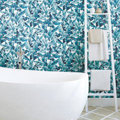 Palm Peel and Stick Wallpaper in a room setting