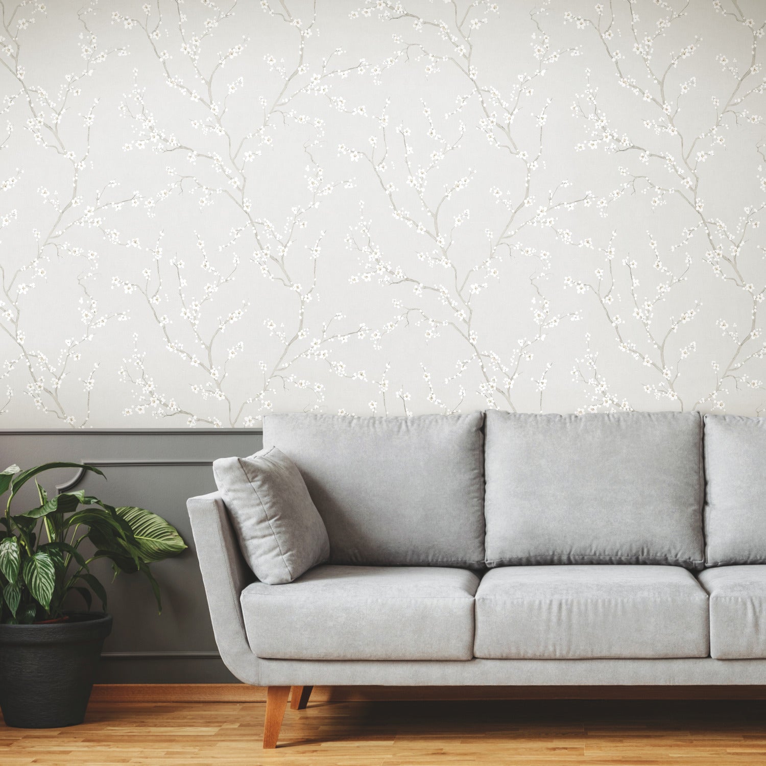 Cherry Blossom Peel and Stick Wallpaper in a room setting