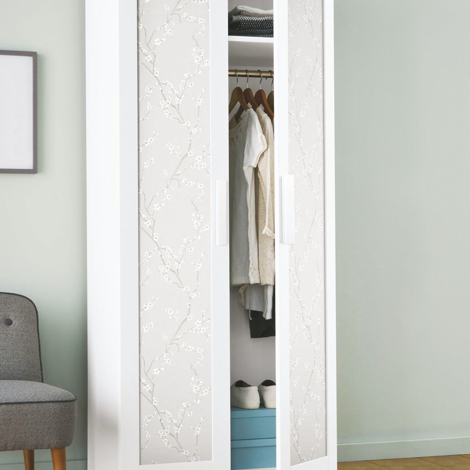 Cherry Blossom Peel and Stick Wallpaper in a room setting