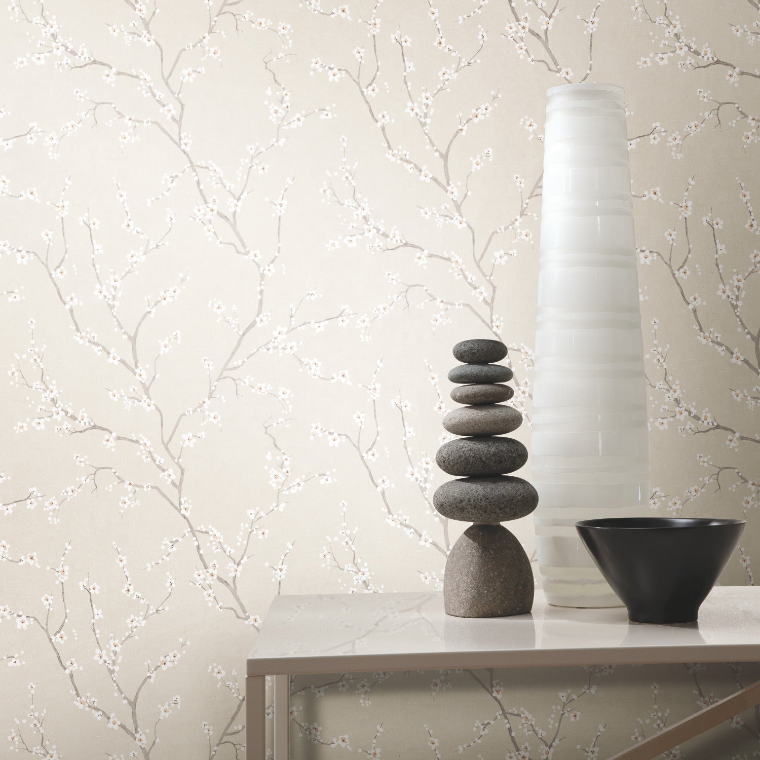 Cherry Blossom Peel and Stick Wallpaper in a room setting