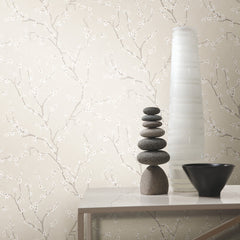 Cherry Blossom Peel and Stick Wallpaper in a room setting
