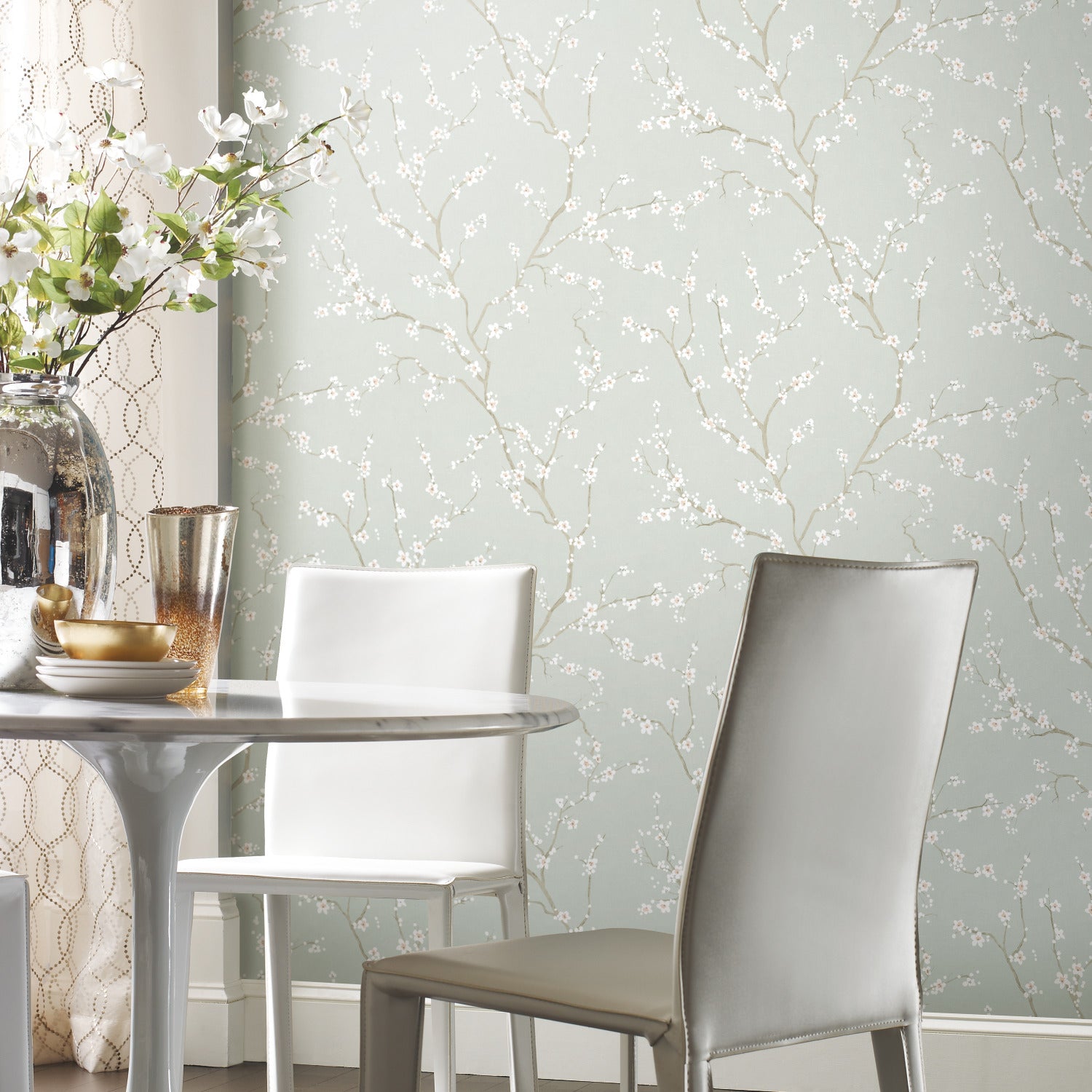 Cherry Blossom Peel and Stick Wallpaper in a room setting