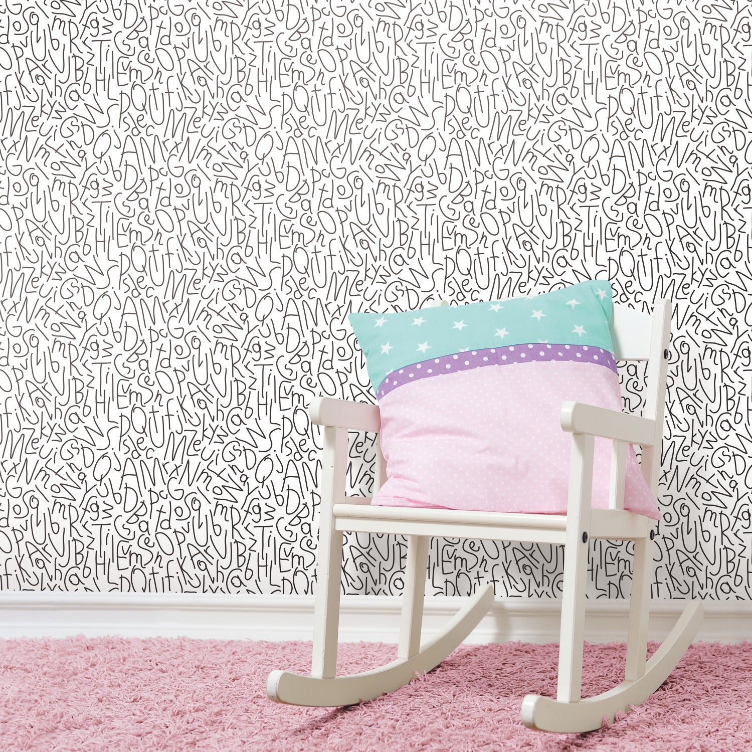 Alphabet Jumble Peel and Stick Wallpaper in a room setting