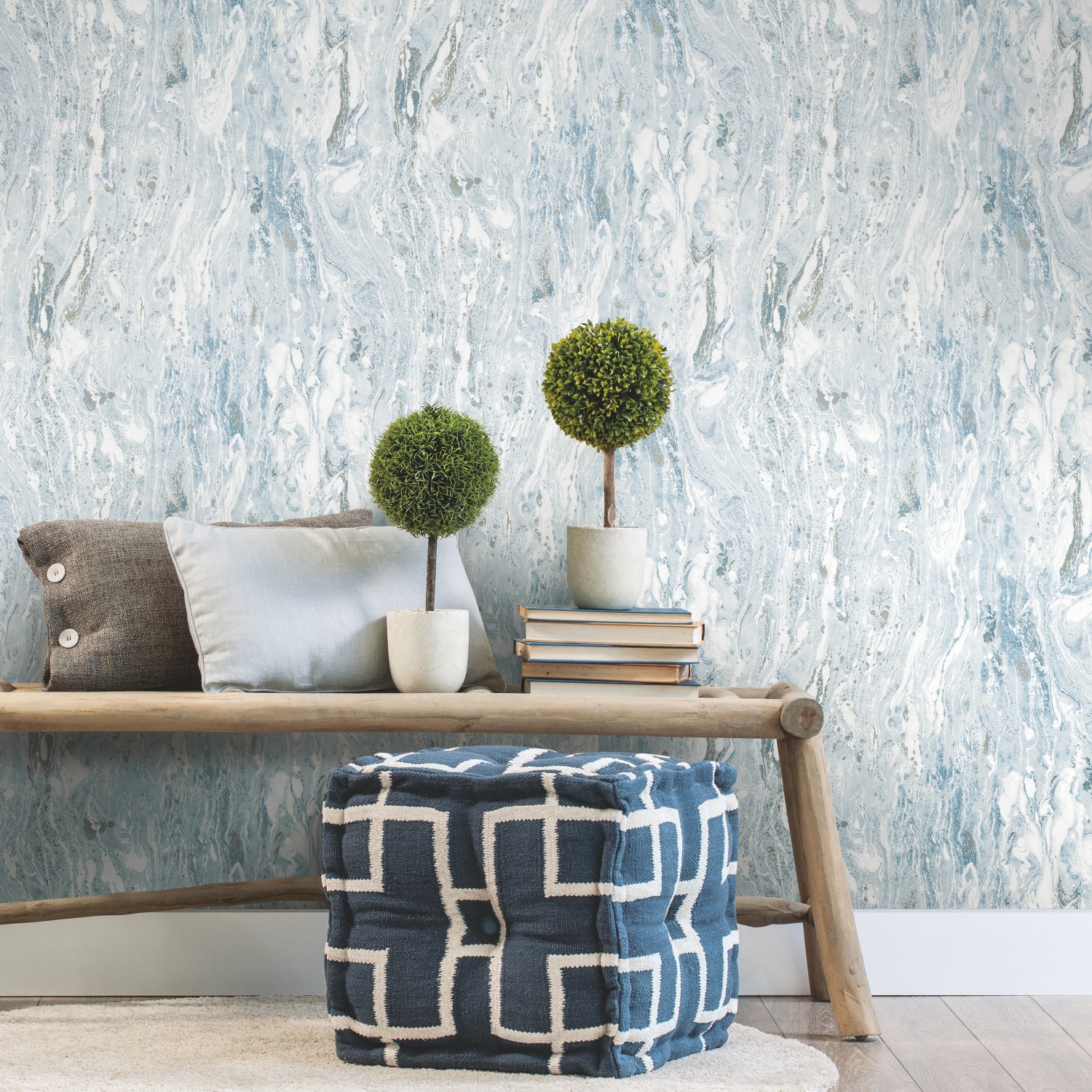 Marble Seas Peel and Stick Wallpaper in a room setting