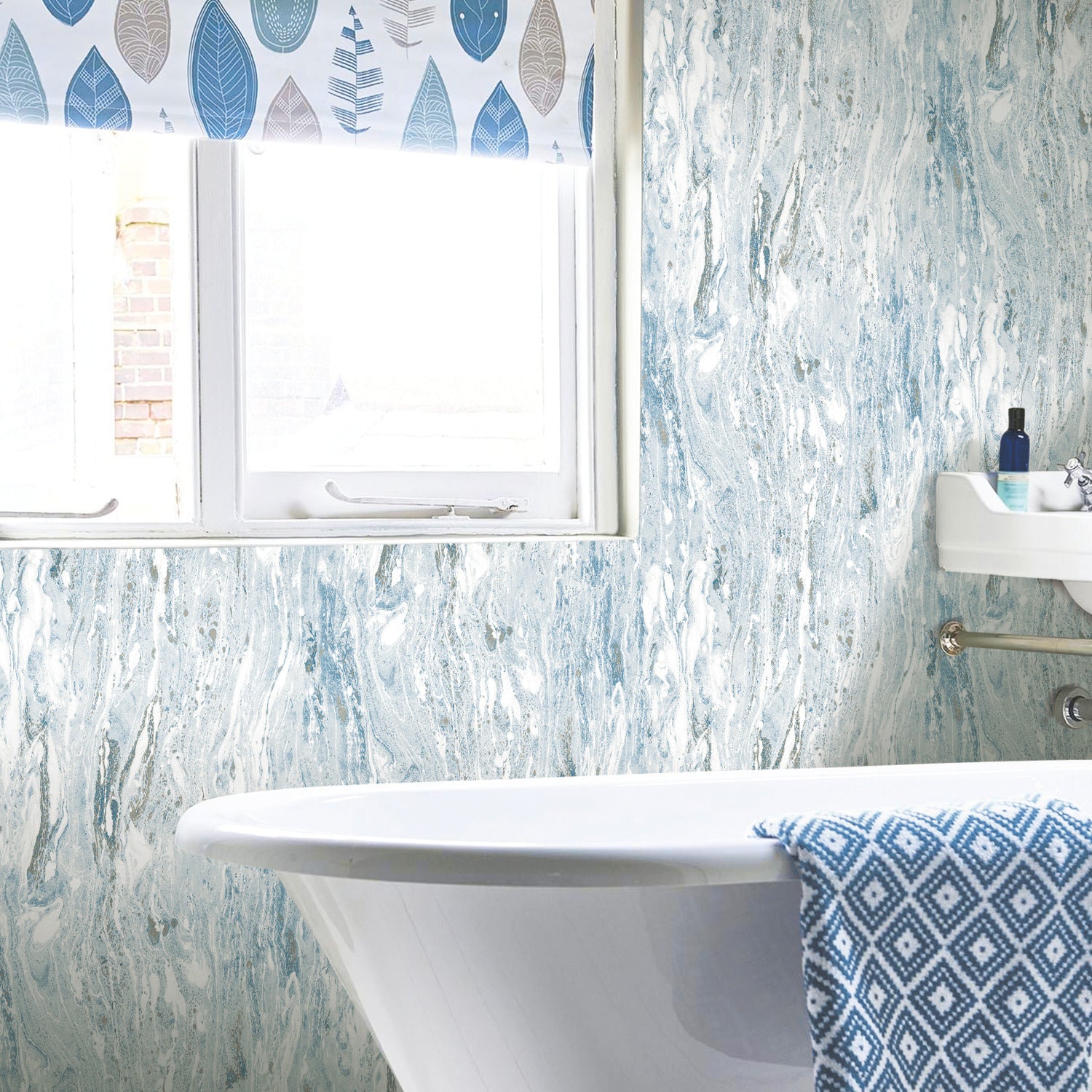 Marble Seas Peel and Stick Wallpaper in a room setting