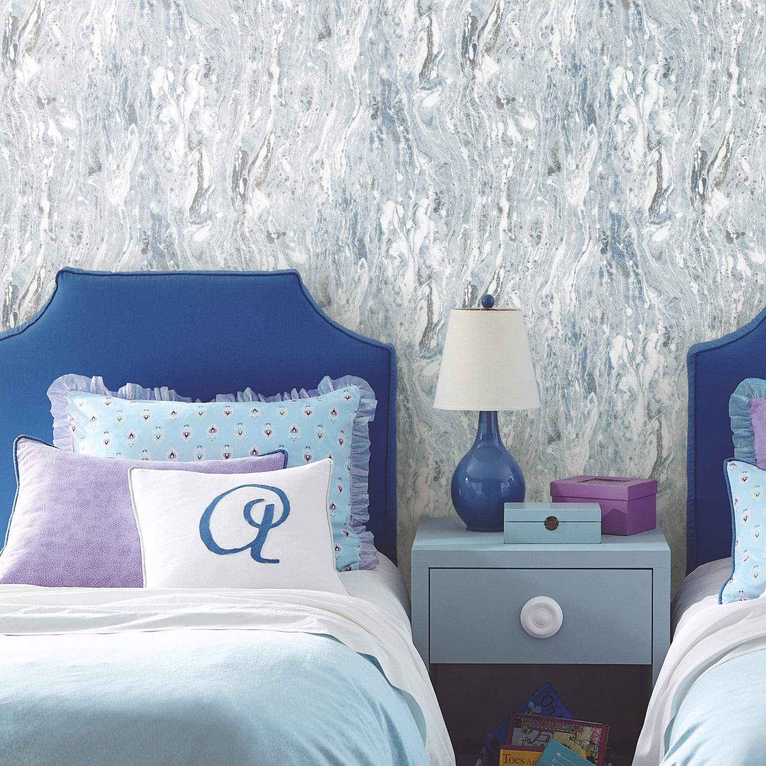 Marble Seas Peel and Stick Wallpaper in a room setting