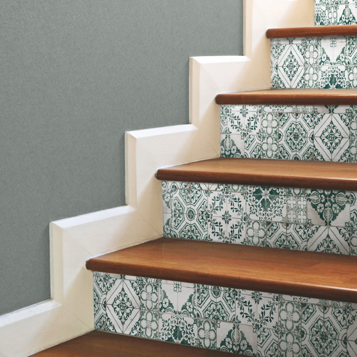 Mediterranean Tile Peel and Stick Wallpaper in a room setting