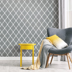 Modern Trellis Peel and Stick Wallpaper in a room setting
