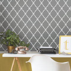 Modern Trellis Peel and Stick Wallpaper in a room setting