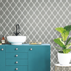 Modern Trellis Peel and Stick Wallpaper in a room setting