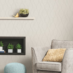 Wave Ogee Peel and Stick Wallpaper in a room setting