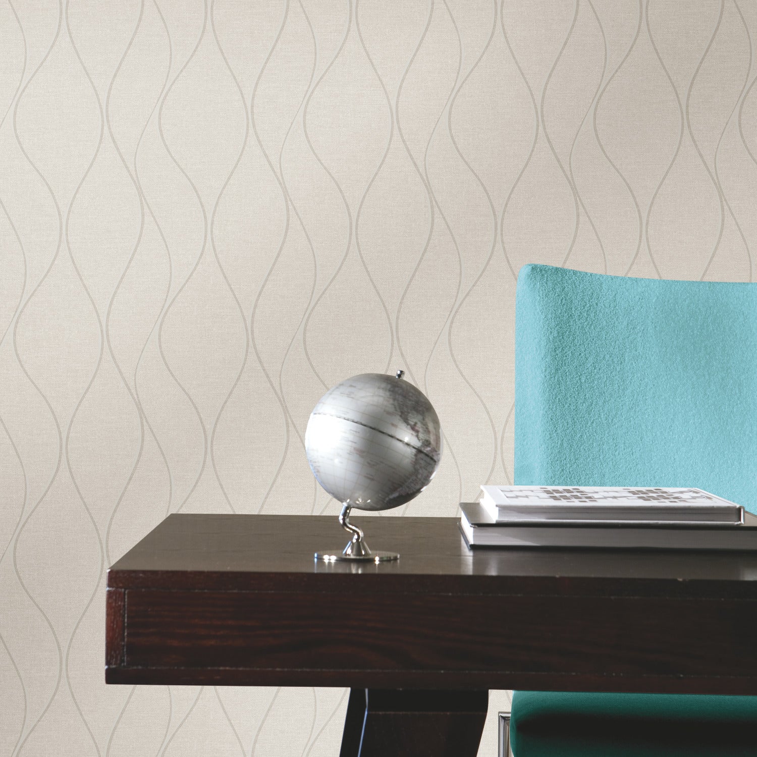 Wave Ogee Peel and Stick Wallpaper in a room setting