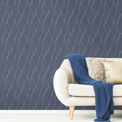 Wave Ogee Peel and Stick Wallpaper in a room setting