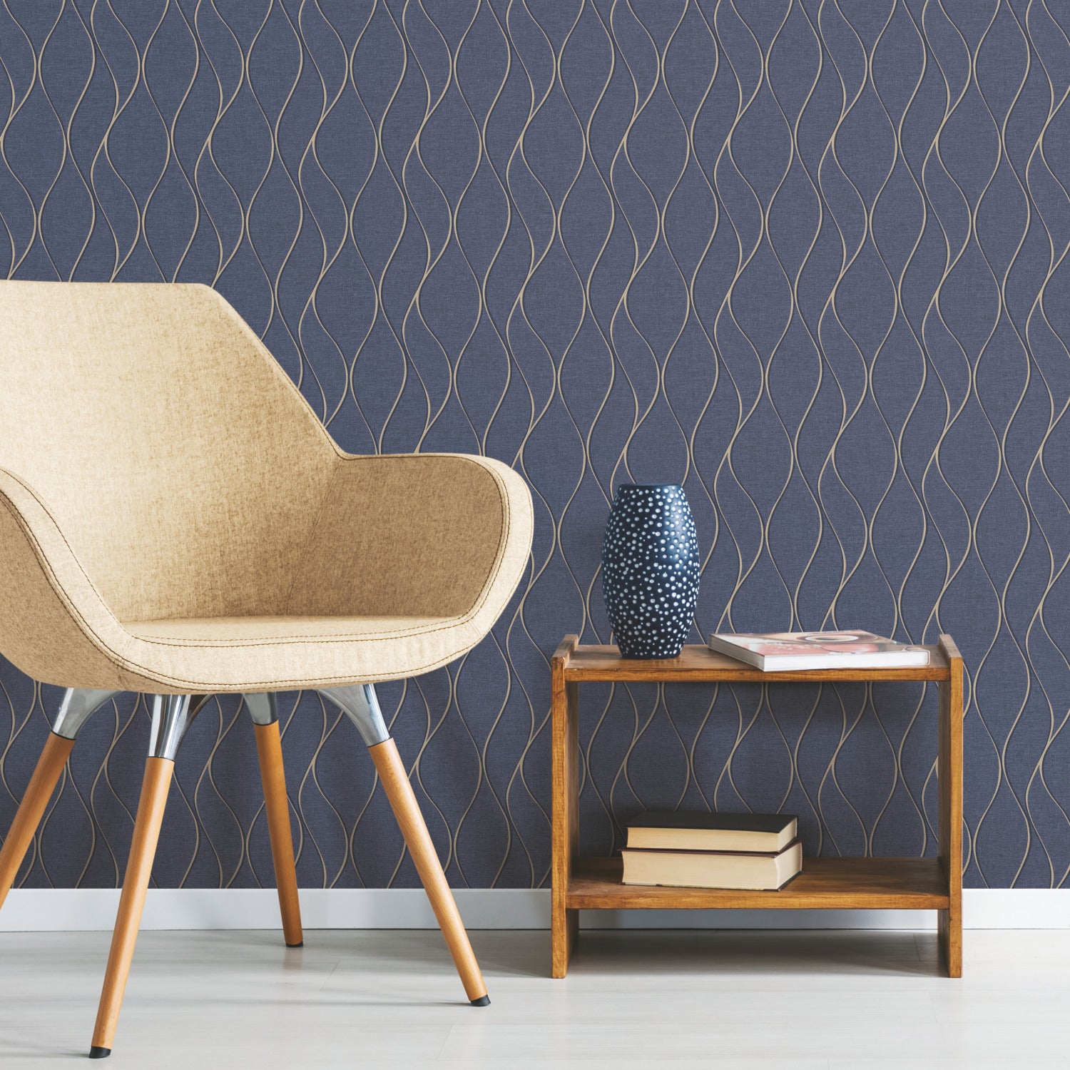 Wave Ogee Peel and Stick Wallpaper in a room setting