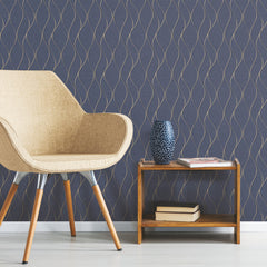 Wave Ogee Peel and Stick Wallpaper in a room setting