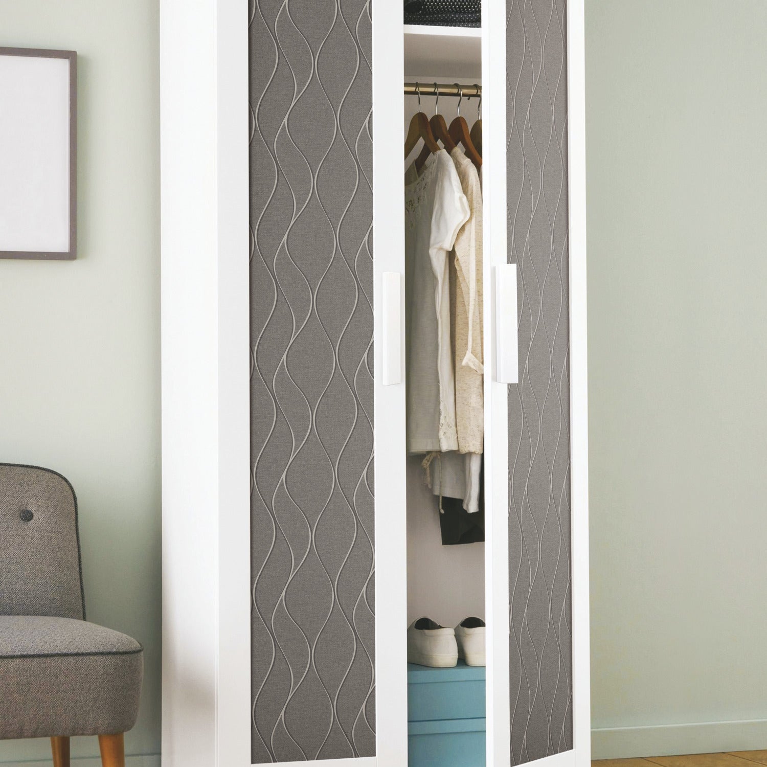 Wave Ogee Peel and Stick Wallpaper in a room setting