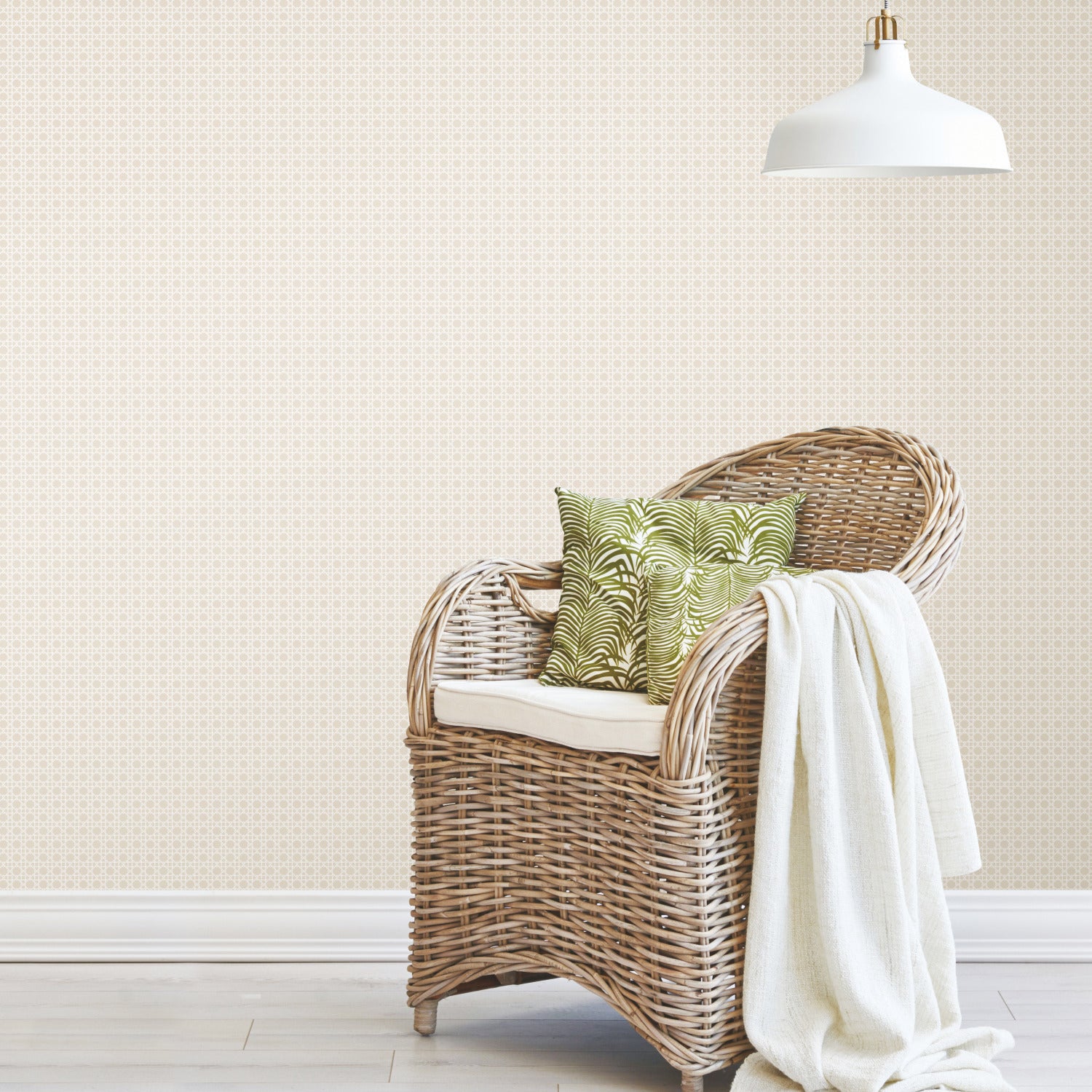 Caning Peel and Stick Wallpaper in a room setting