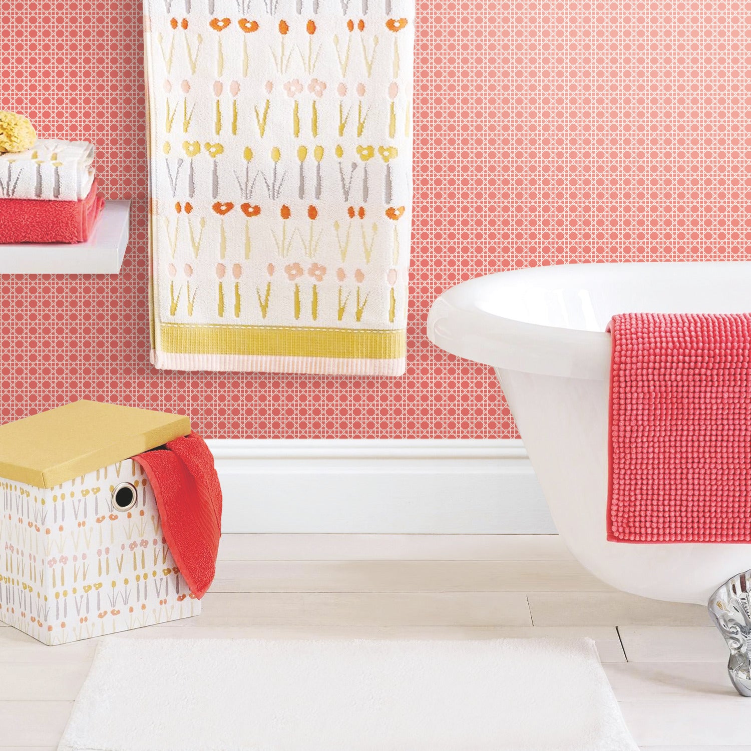 Caning Peel and Stick Wallpaper in a room setting