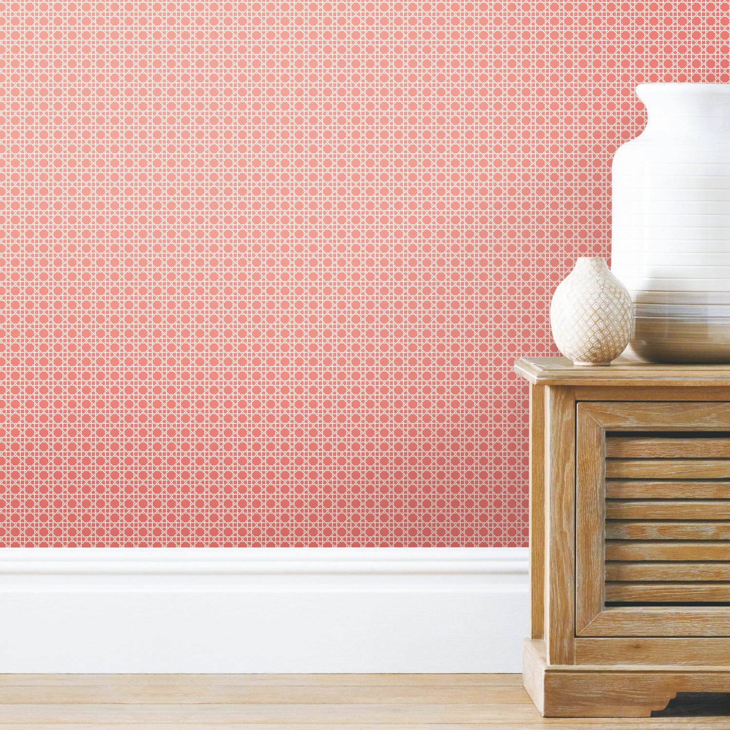 Caning Peel and Stick Wallpaper in a room setting