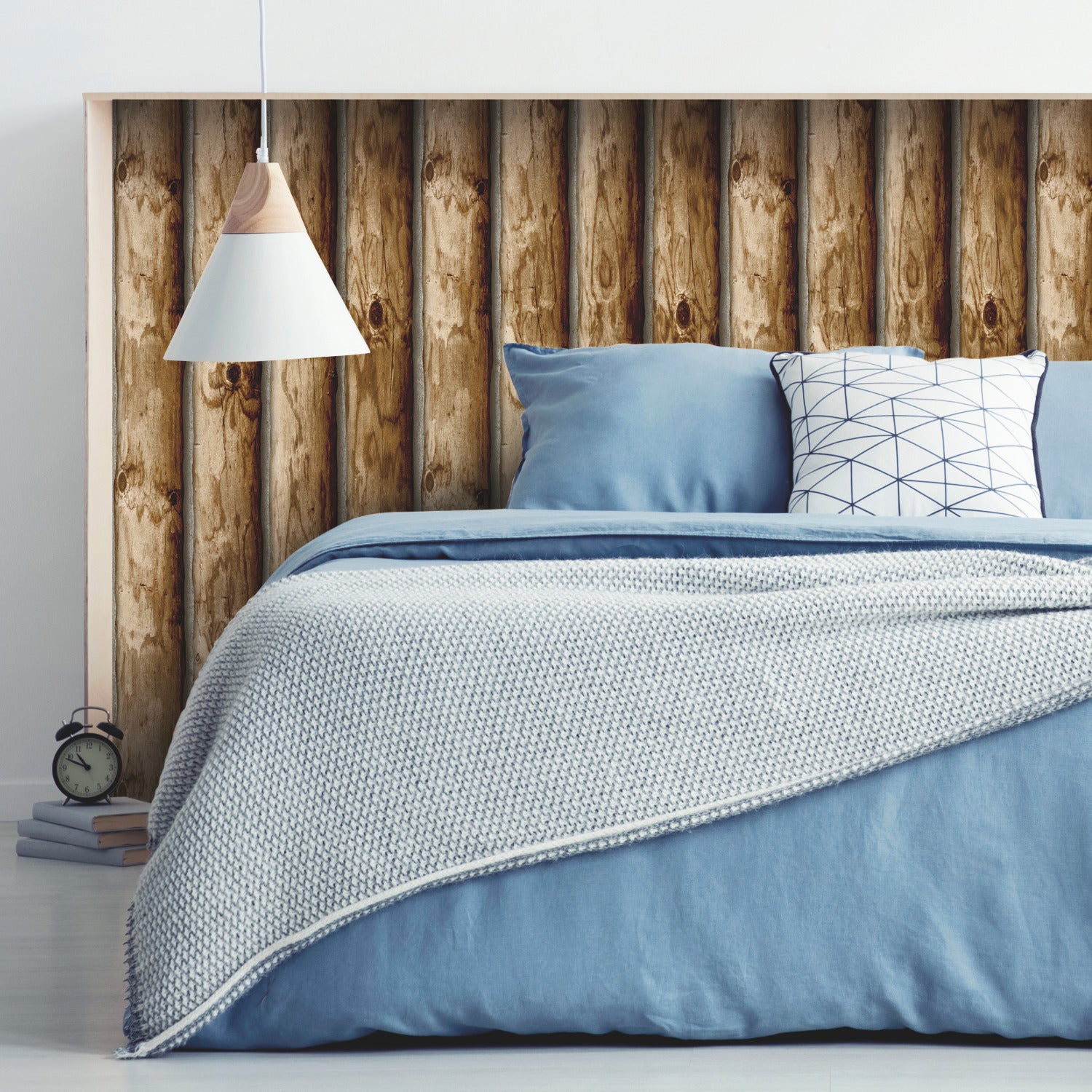 Cabin Logs Peel and Stick Wallpaper in a room setting