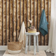 Cabin Logs Peel and Stick Wallpaper in a room setting