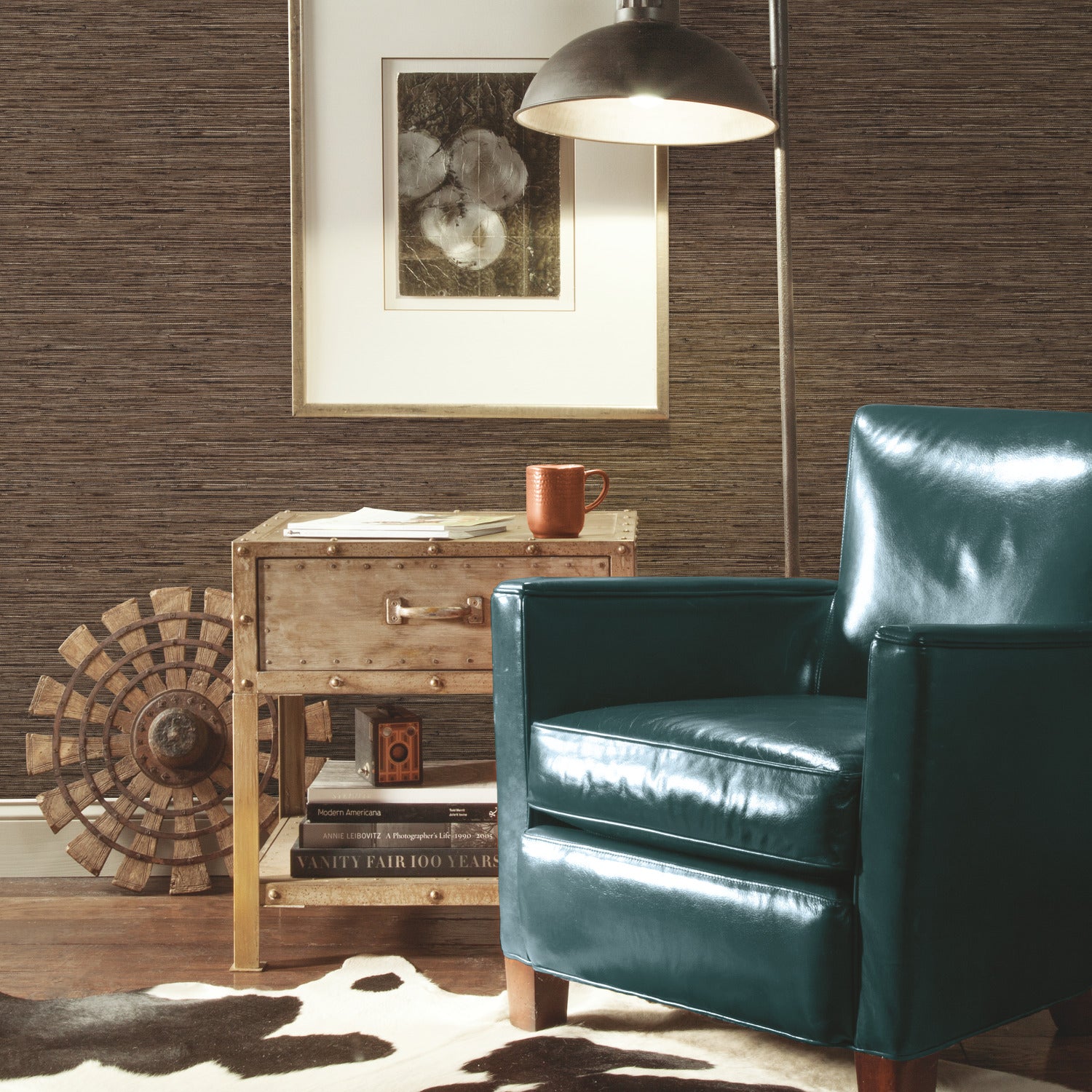 Faux Grasscloth Peel and Stick Wallpaper in a room setting
