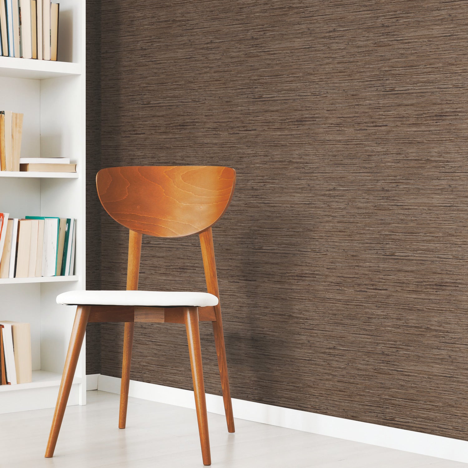 Faux Grasscloth Peel and Stick Wallpaper in a room setting