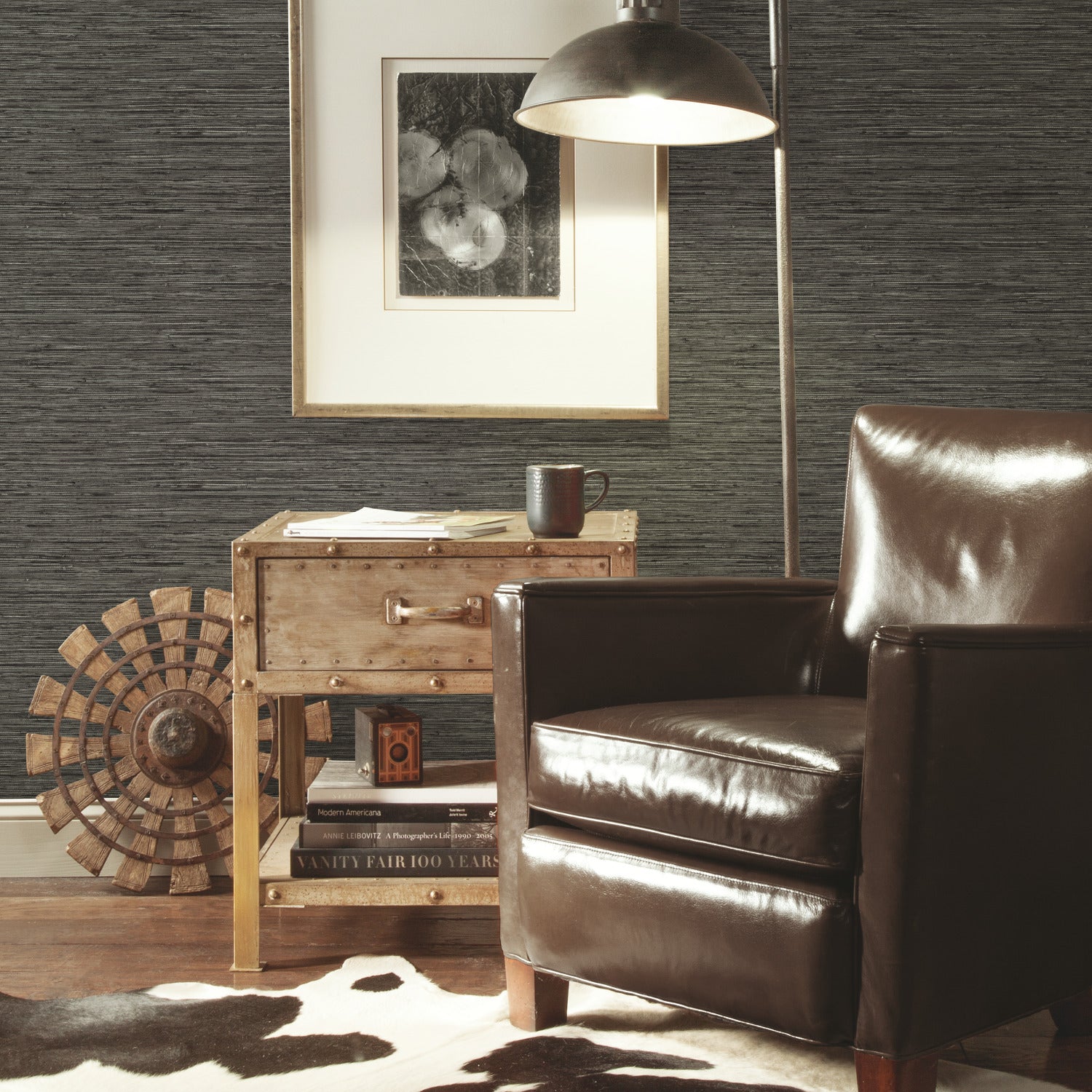 Faux Grasscloth Peel and Stick Wallpaper in a room setting