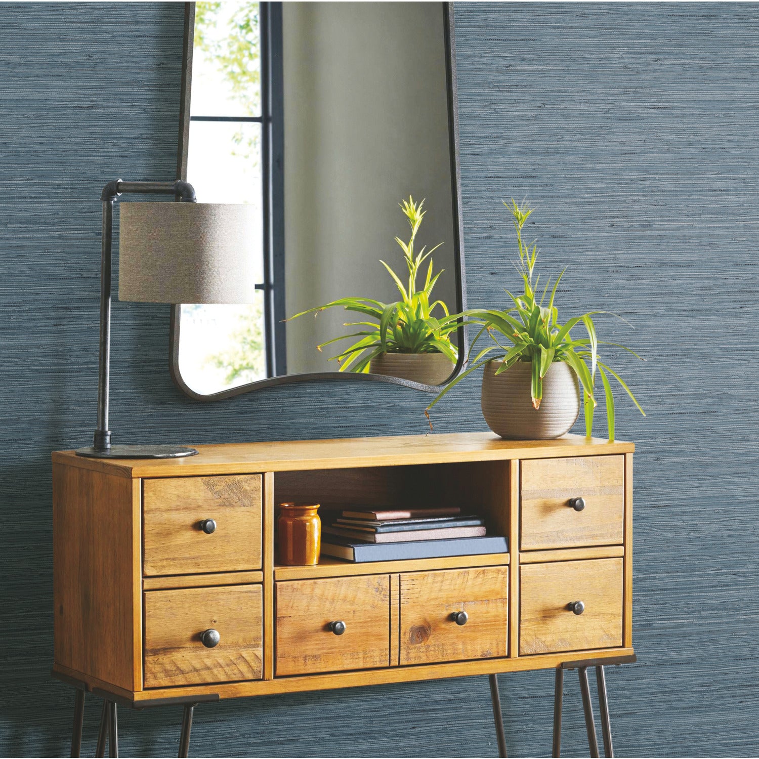 Faux Grasscloth Peel and Stick Wallpaper in a room setting