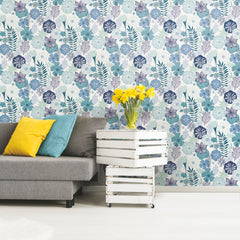 Perennial Blooms Peel and Stick Wallpaper in a room setting