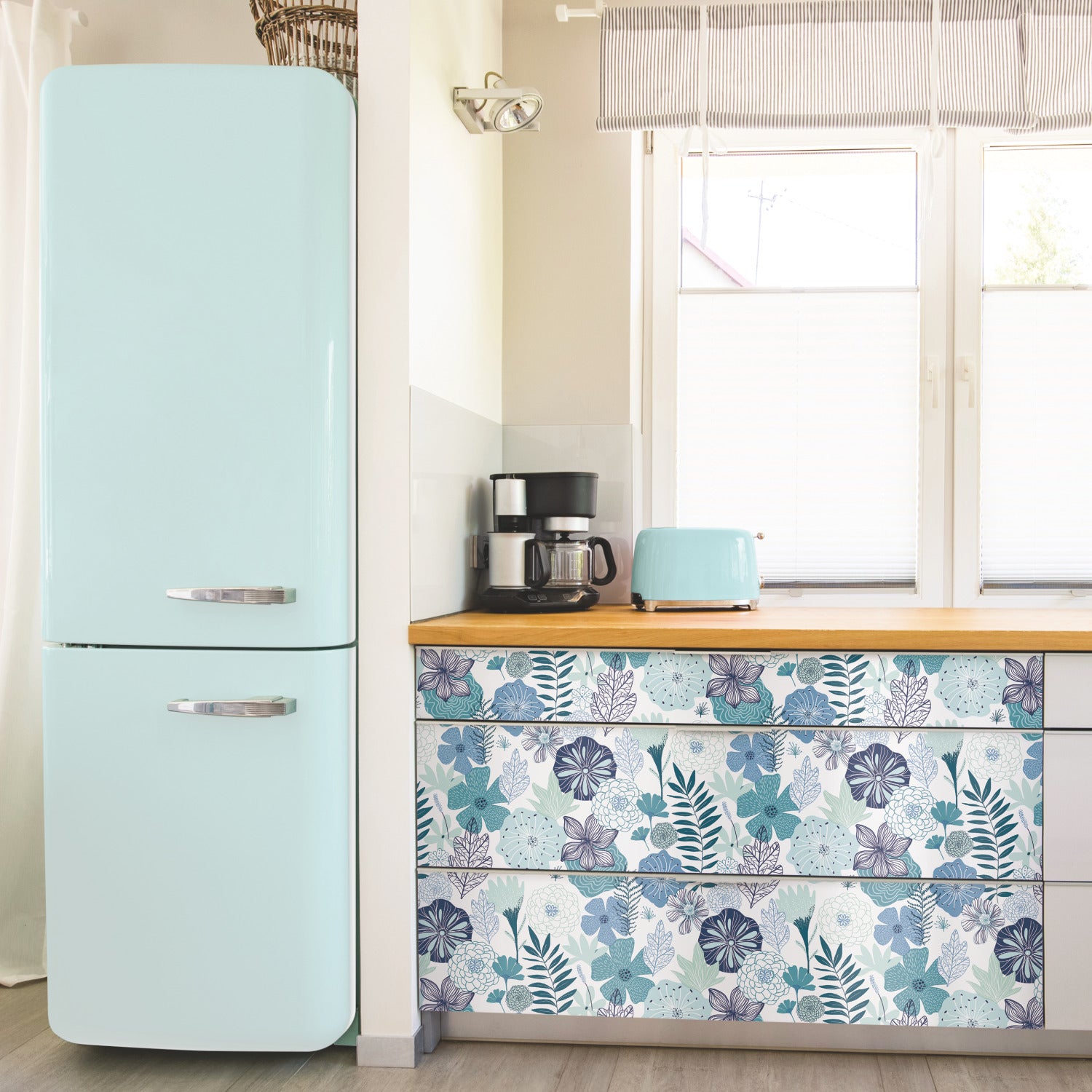 Perennial Blooms Peel and Stick Wallpaper in a room setting