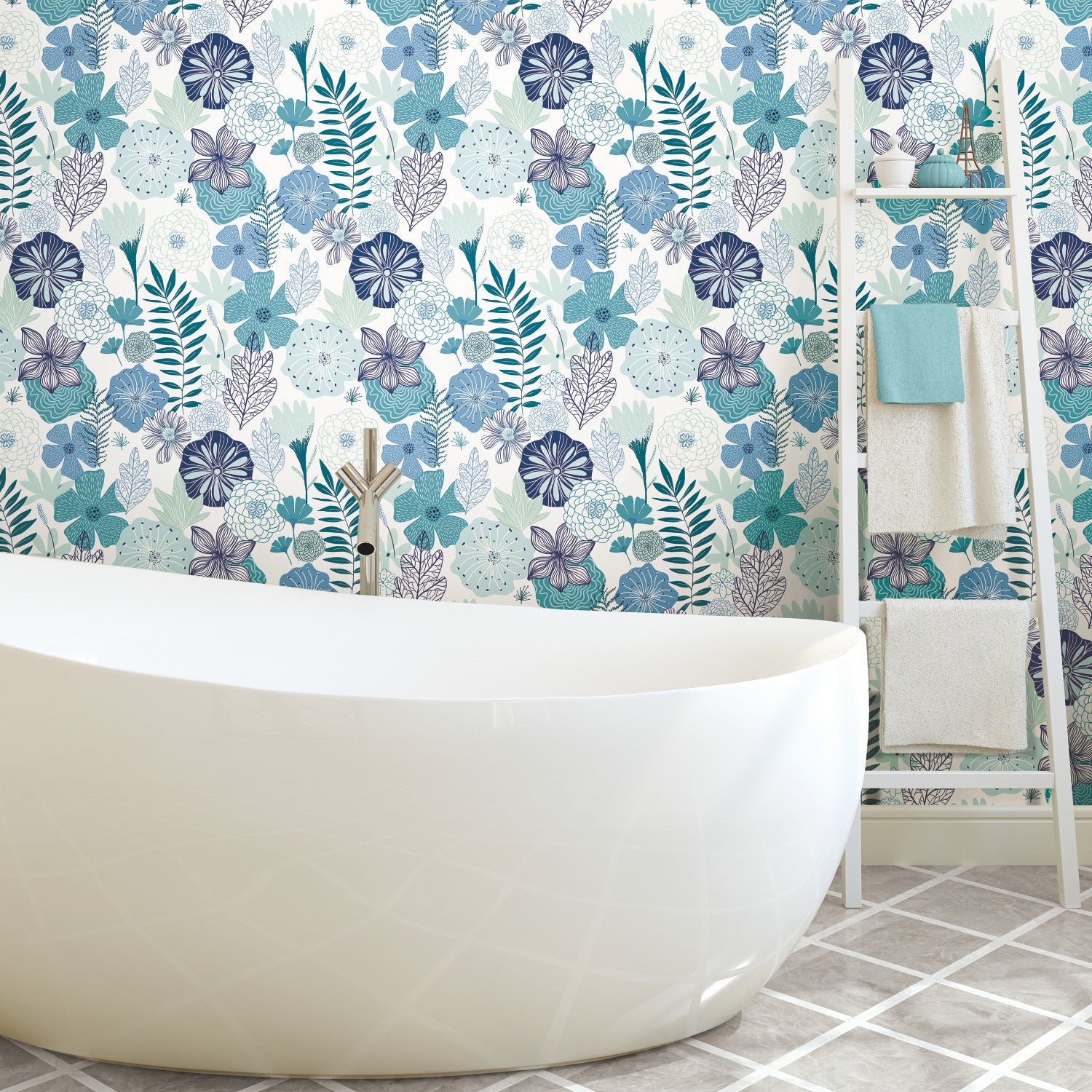 Perennial Blooms Peel and Stick Wallpaper in a room setting